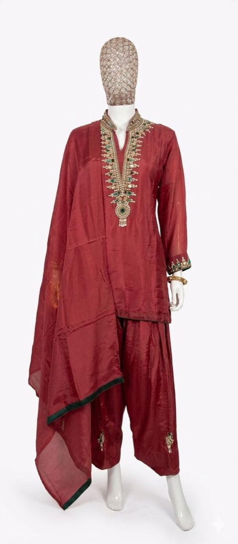 Crape Maroon Farshi Salwar