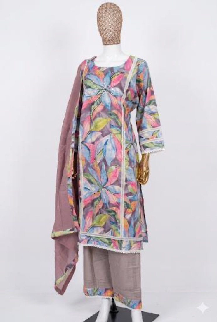 Pakistani-Style Printed Cotton Suit