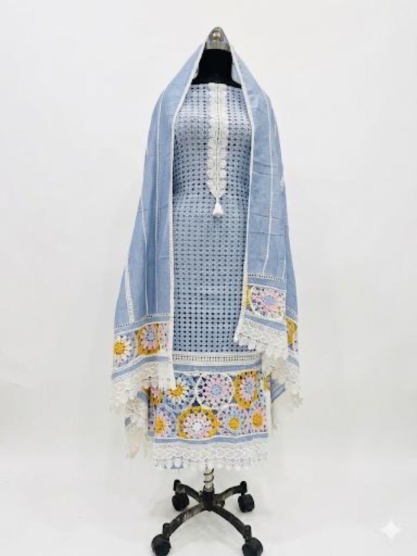 Pastel Blue Schiffli Suit