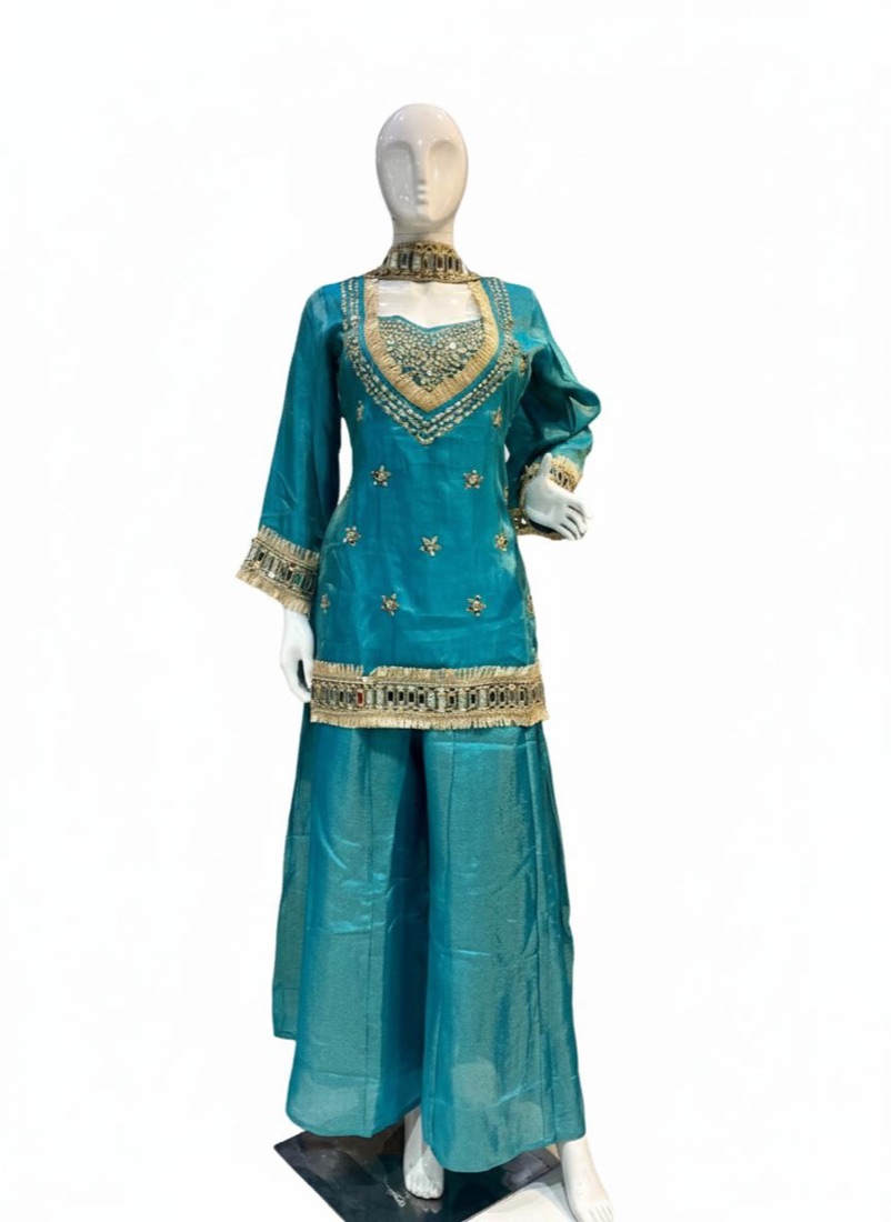 Shimmer Ferozi Sharara Suit